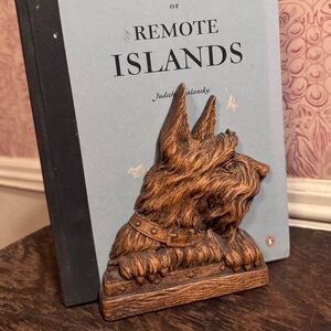 Set of 3 Scottie dog bookends and card holder Syroco Wood